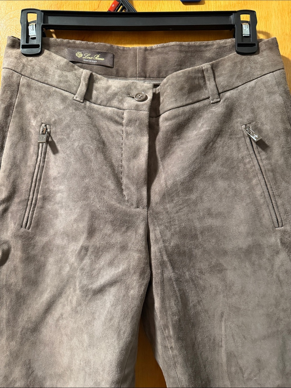 Loro Piana Gray Taupe Suede Zip Pocket Pants